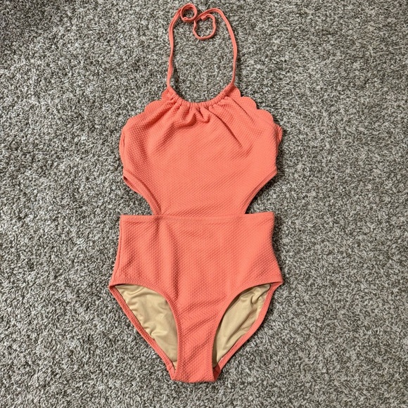 Old Navy Girls Peach Swimsuit Size Medium - Picture 1 of 8